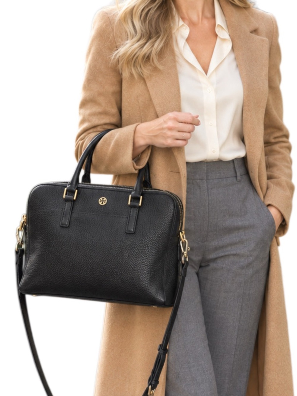 TORY BURCH Georgia Black Triple Zip Satchel Crossbody – Pristine Condition! - Picture 12 of 12